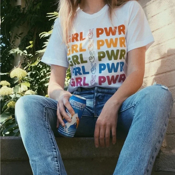 NEW! Sunday Fun “Girl Power” Rainbow Graphic Cotton Short Sleeve T-Shirt - Picture 4 of 10